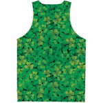 Green Shamrock Leaf Pattern Print Men's Tank Top