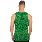 Green Shamrock Leaf Pattern Print Men's Tank Top