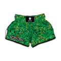 Green Shamrock Leaf Pattern Print Muay Thai Boxing Shorts
