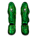 Green Shamrock Leaf Pattern Print Muay Thai Shin Guards