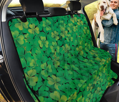 Green Shamrock Leaf Pattern Print Pet Car Back Seat Cover