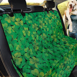 Green Shamrock Leaf Pattern Print Pet Car Back Seat Cover