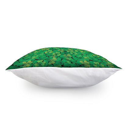 Green Shamrock Leaf Pattern Print Pillow Cover