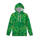 Green Shamrock Leaf Pattern Print Pullover Hoodie