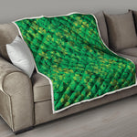 Green Shamrock Leaf Pattern Print Quilt