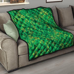 Green Shamrock Leaf Pattern Print Quilt