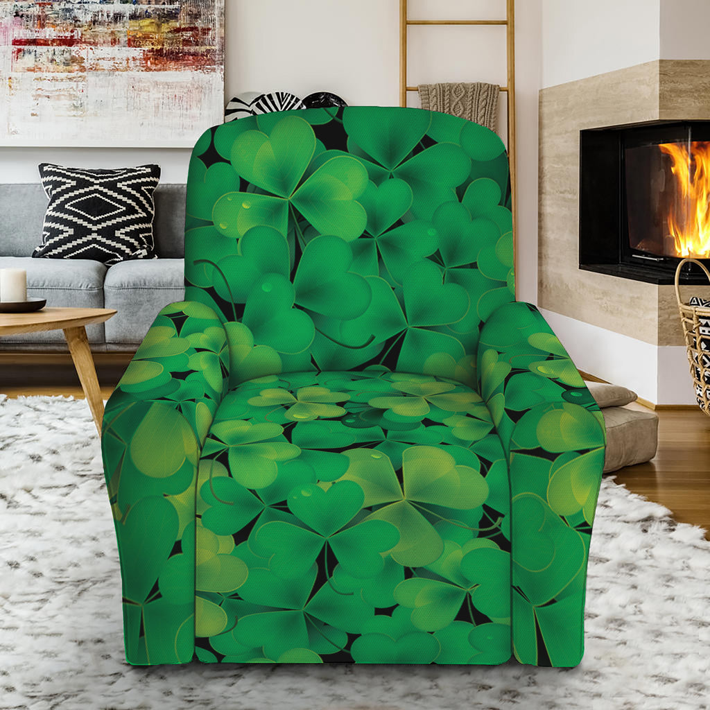 Green Shamrock Leaf Pattern Print Recliner Slipcover