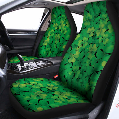 Green Shamrock Leaf Pattern Print Universal Fit Car Seat Covers