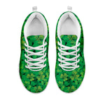 Green Shamrock Leaf Pattern Print White Sneakers