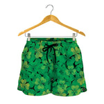Green Shamrock Leaf Pattern Print Women's Shorts