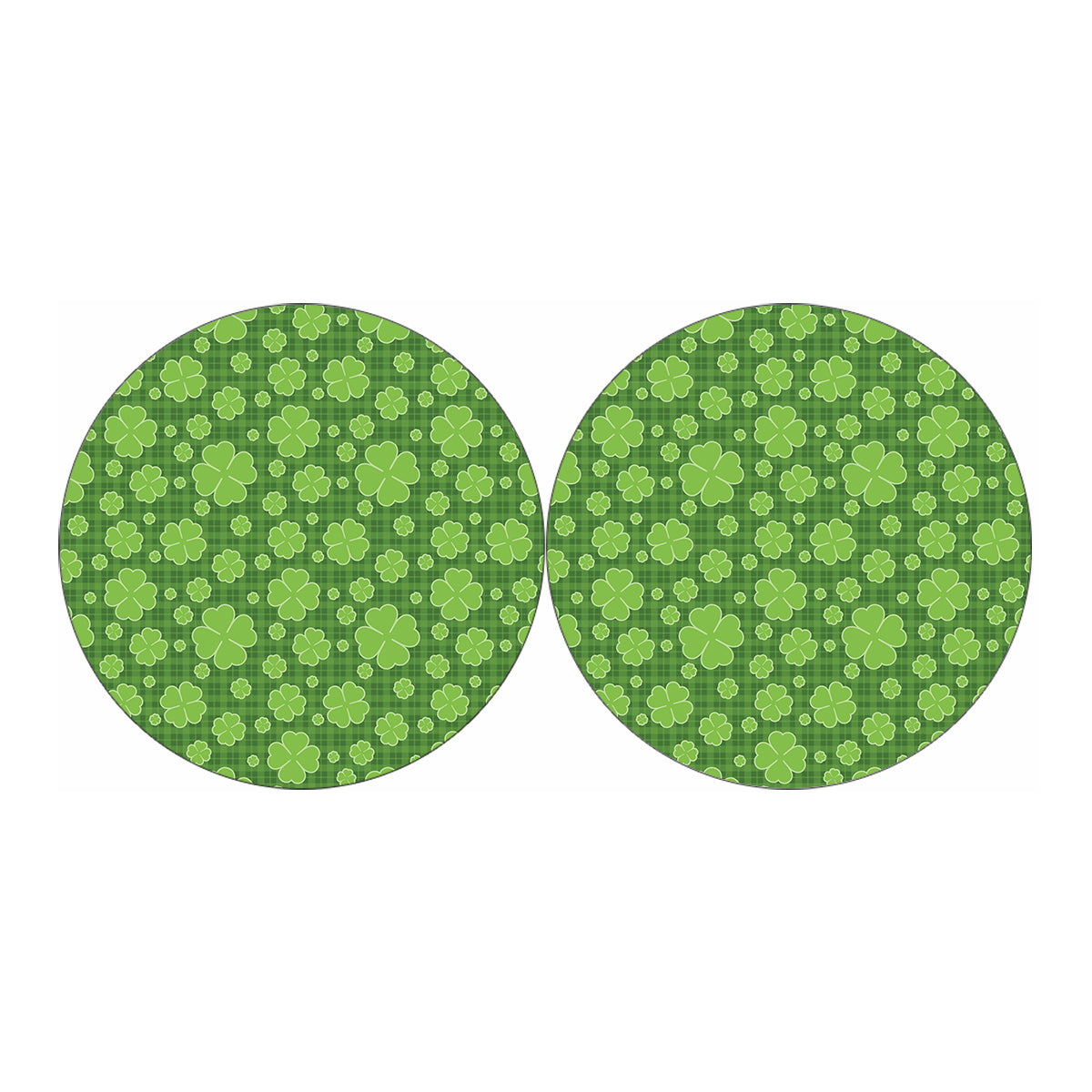 Green Shamrock Plaid Pattern Print Car Coasters