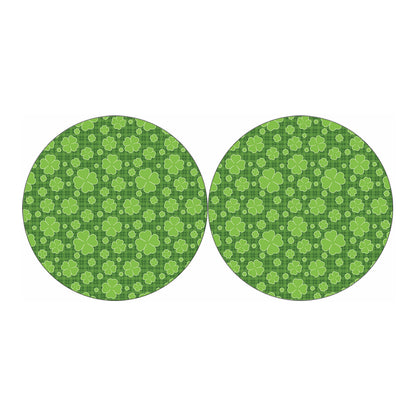 Green Shamrock Plaid Pattern Print Car Coasters