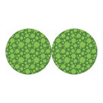 Green Shamrock Plaid Pattern Print Car Coasters