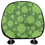 Green Shamrock Plaid Pattern Print Car Headrest Covers