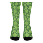 Green Shamrock Plaid Pattern Print Crew Socks