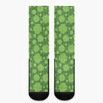 Green Shamrock Plaid Pattern Print Crew Socks