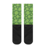Green Shamrock Plaid Pattern Print Crew Socks