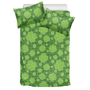 Green Shamrock Plaid Pattern Print Duvet Cover Bedding Set