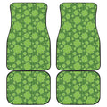 Green Shamrock Plaid Pattern Print Front and Back Car Floor Mats