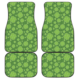Green Shamrock Plaid Pattern Print Front and Back Car Floor Mats