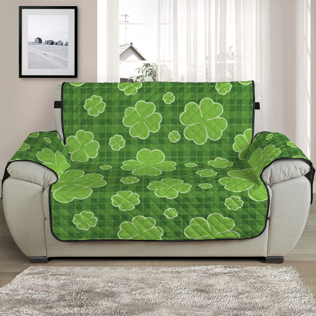 Green Shamrock Plaid Pattern Print Half Sofa Protector