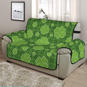 Green Shamrock Plaid Pattern Print Half Sofa Protector