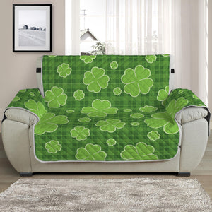 Green Shamrock Plaid Pattern Print Half Sofa Protector