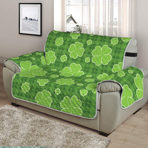 Green Shamrock Plaid Pattern Print Half Sofa Protector