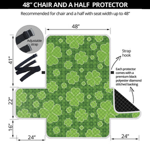 Green Shamrock Plaid Pattern Print Half Sofa Protector