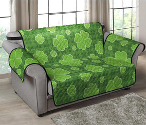 Green Shamrock Plaid Pattern Print Loveseat Protector