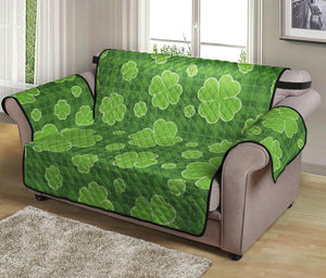 Green Shamrock Plaid Pattern Print Loveseat Protector