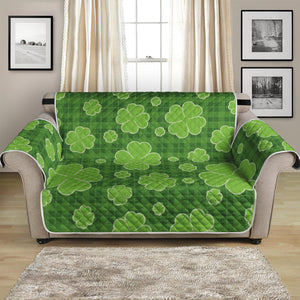 Green Shamrock Plaid Pattern Print Loveseat Protector