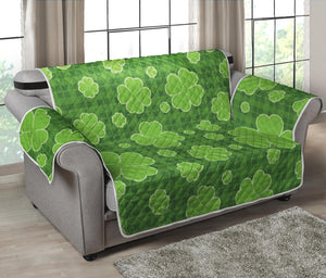 Green Shamrock Plaid Pattern Print Loveseat Protector