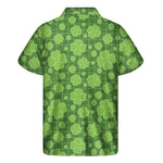 Green Shamrock Plaid Pattern Print Men's Short Sleeve Shirt
