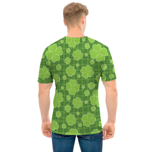 Green Shamrock Plaid Pattern Print Men's T-Shirt