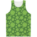 Green Shamrock Plaid Pattern Print Men's Tank Top