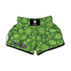 Green Shamrock Plaid Pattern Print Muay Thai Boxing Shorts