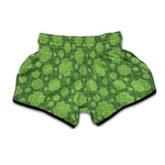 Green Shamrock Plaid Pattern Print Muay Thai Boxing Shorts