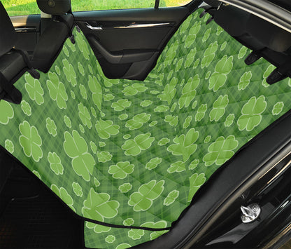 Green Shamrock Plaid Pattern Print Pet Car Back Seat Cover