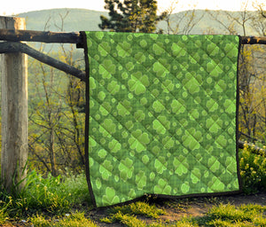 Green Shamrock Plaid Pattern Print Quilt