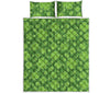 Green Shamrock Plaid Pattern Print Quilt Bed Set