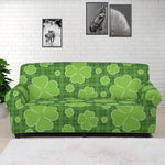Green Shamrock Plaid Pattern Print Sofa Cover
