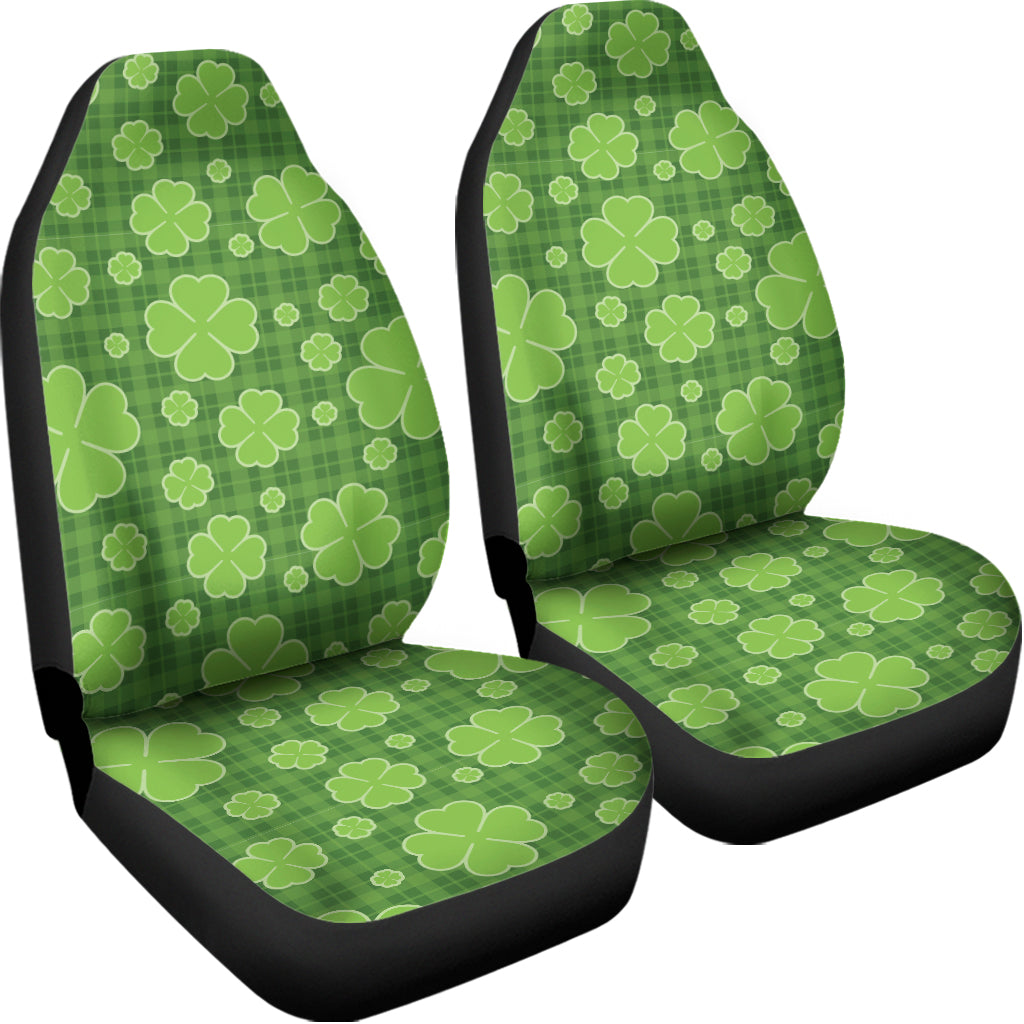 Green Shamrock Plaid Pattern Print Universal Fit Car Seat Covers