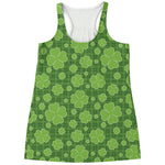 Green Shamrock Plaid Pattern Print Women's Racerback Tank Top