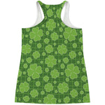 Green Shamrock Plaid Pattern Print Women's Racerback Tank Top