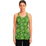 Green Shamrock Plaid Pattern Print Women's Racerback Tank Top