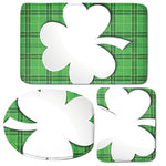 Green Shamrock Tartan Print 3 Piece Bath Mat Set