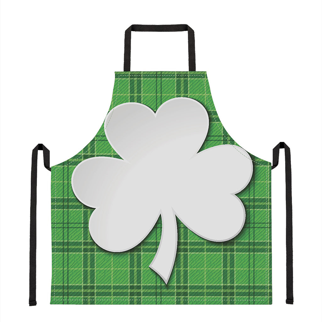 Green Shamrock Tartan Print Apron