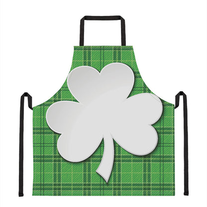 Green Shamrock Tartan Print Apron
