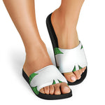 Green Shamrock Tartan Print Black Slide Sandals